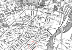 Detail of 1898 map of Boston, Massachusetts featuring Grand Opera House