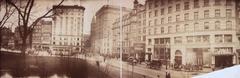 Panoramic vintage photo of Colonial Theatre Building, Hotel Touraine, and Masonic Building in Boston circa 1903