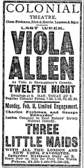 1904 advertisement for Colonial Theatre in Boston, Massachusetts