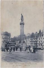 Commemorative Column of the Siege of Lille 1792 called La Déesse at Grand'Place tramway stop in Lille with historical street scene