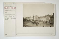 Quiet and orderly principal square of Lille during wartime propaganda