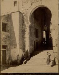 Puerta de la Sangre or Zocodover square in Toledo, Spain with historic buildings and clear sky