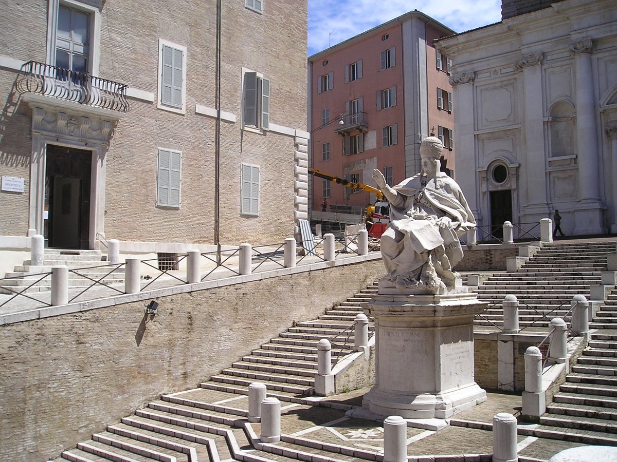 Statue of Clemente XII Pope by Agostino Cornacchini in Plebiscito Square Ancona Italy