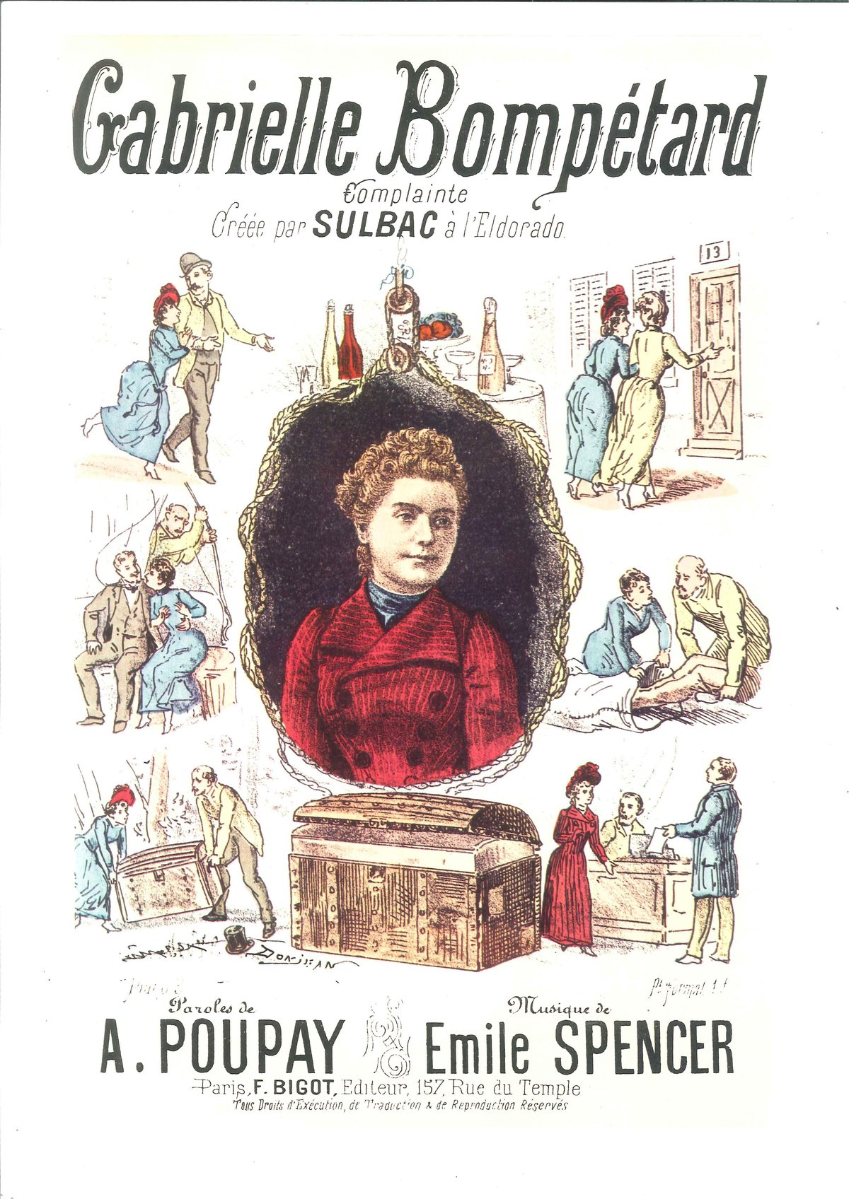 Poster for the song Gabrielle Bompétard inspired by the Gouffé trunk affair in France