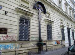 Wayside cross on Narodni Trida street in Prague