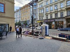 Street scene on Národní třída with pedestrians and buildings