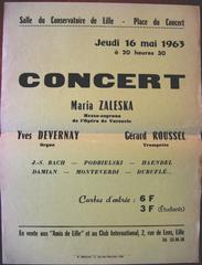 Vintage concert poster featuring Yves Devernay and M. Zaleska