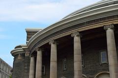 Convocation Hall at the University of Toronto interior with wooden seats and ornate ceiling