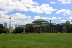 Toronto cityscape with CN Tower and campus building