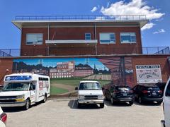 Crosley Field mural at City Gospel Mission in Queensgate, Cincinnati, Ohio