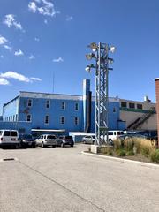 Old stadium light post remnant at City Gospel Mission in Queensgate Cincinnati