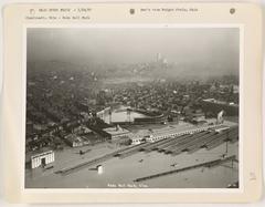 Severe flooding in Cincinnati, Ohio with submerged streets and buildings