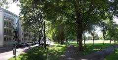 Panoramic view of Klingelpütz prison and Klingelpützpark in Cologne