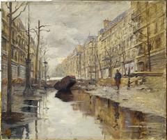 Haussmann Boulevard in Paris flooded during 1910 flood