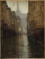 La rue du Haut-Pavé towards quai de Montebello flooded during 1910 Paris floods