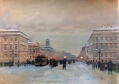 View from Liteyny Bridge to Liteyny Prospekt in Saint Petersburg, 1880