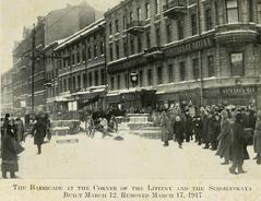 Barricade on Liteiny Avenue in Petrograd during March 1917