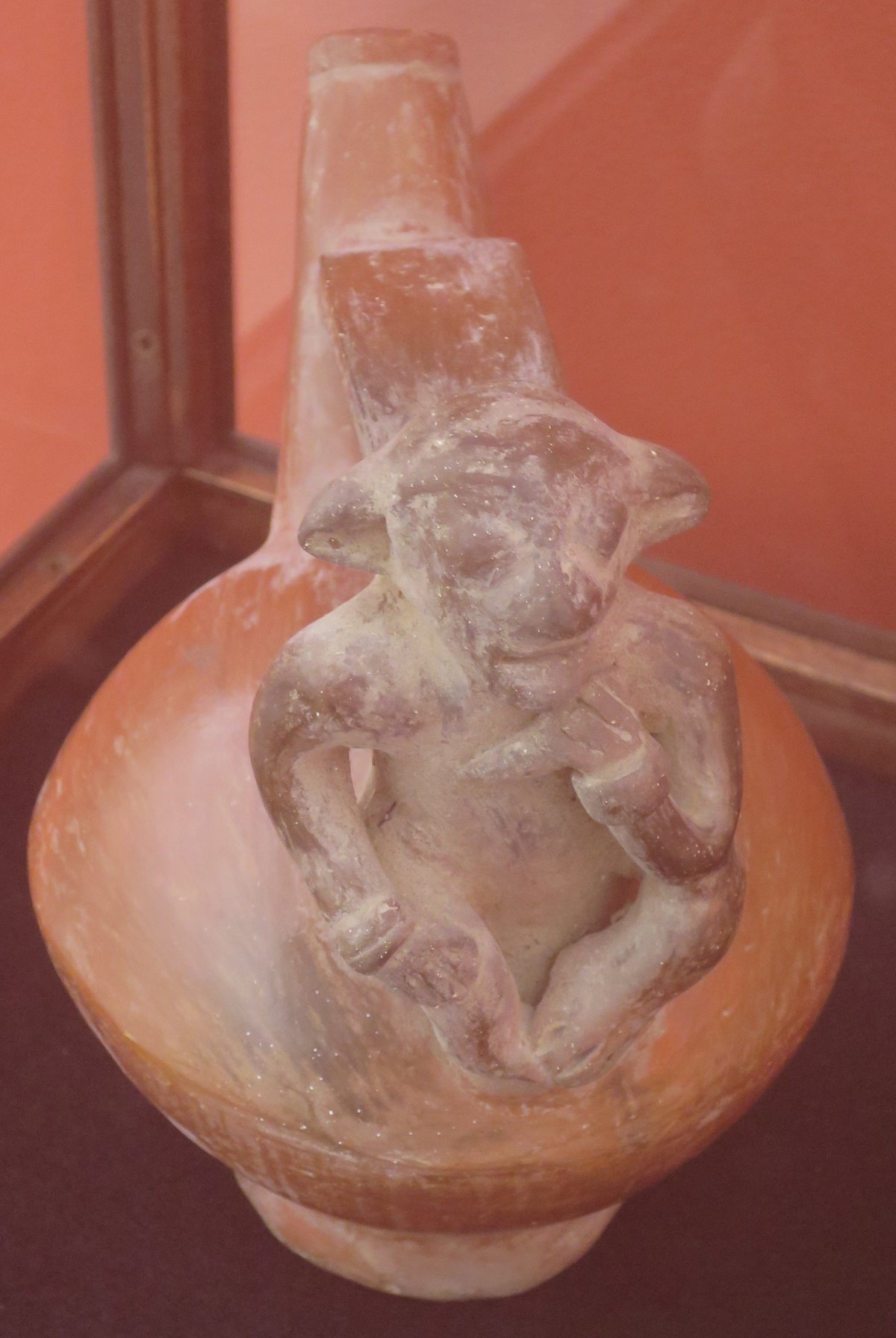 Ceramic vessel with mythic figure from Chorrera culture, Colombia, 1500-500 BCE
