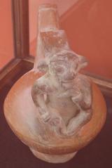 Ceramic vessel with mythic figure from Chorrera culture, Colombia, 1500-500 BCE