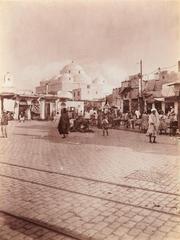 Sidi Mahrez Mosque and Bab Souika Square in Tunis circa 1901
