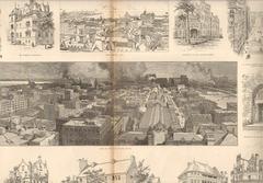 Chicago cityscape with architectural views during the 1888 National Republican Convention