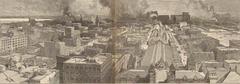 Chicago cityscape looking south showing architecture during the National Republican Convention 1888