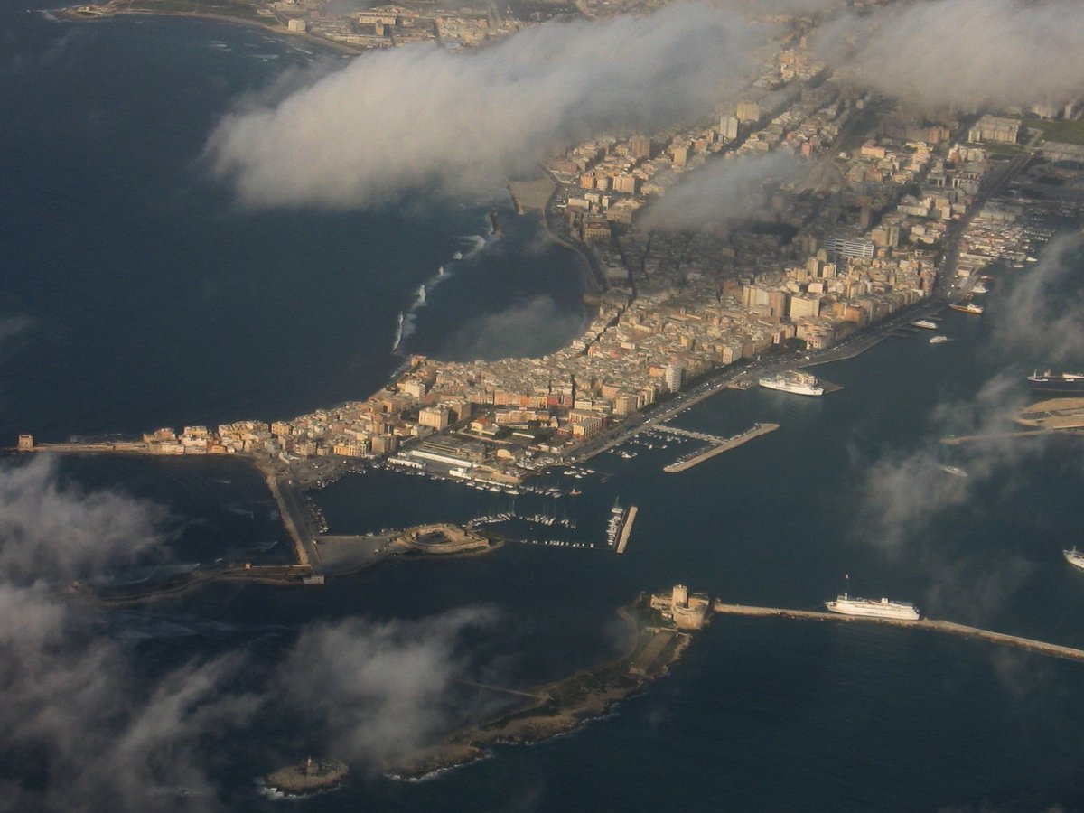 Scenic view of Drepana in Trapani, Italy with historic buildings and harbor