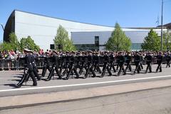 Finnish Defence Forces Flag Day 2017 parade with National Defence University cadets
