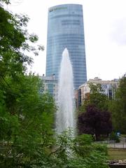 Torre Iberdrola skyscraper in Bilbao under clear blue sky
