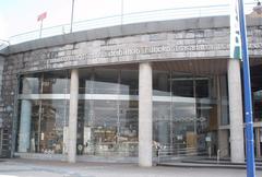 View of Museo Marítimo Ría de Bilbao building along the waterfront