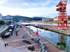 Exterior view of Itsasmuseum Bilbao, maritime museum with modern glass and steel architecture
