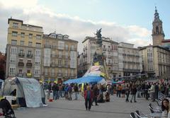 Protest camp of the May 15 Movement at Plaza de la Virgen Blanca in Vitoria-Gasteiz, Basque Country, Spain