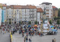 Protest camp of the 15-M Movement in Plaza de la Virgen Blanca, Vitoria-Gasteiz, Basque Country, Spain