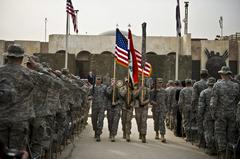 The U.S. military colors are retired during a ceremony marking the end of the U.S. mission in Iraq in Baghdad on December 15, 2011