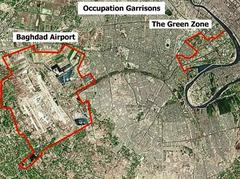 Aerial view of Baghdad International Airport and the surrounding Green Zone