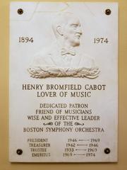Henry Bromfield Cabot memorial statue at Symphony Hall in Boston, Massachusetts