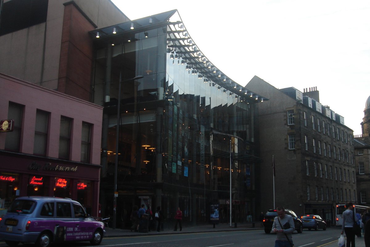 Exterior view of Festival Theatre in Edinburgh during Edinburgh Festival Fringe