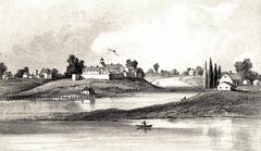 Engraving of Fort Dearborn in Chicago, Illinois, as it appeared in 1831