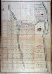 1834 map of Chicago showing School Section, Wabansia, and Kinzie's Additions