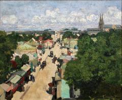 Market scene at Foire aux Invalides with people and stalls