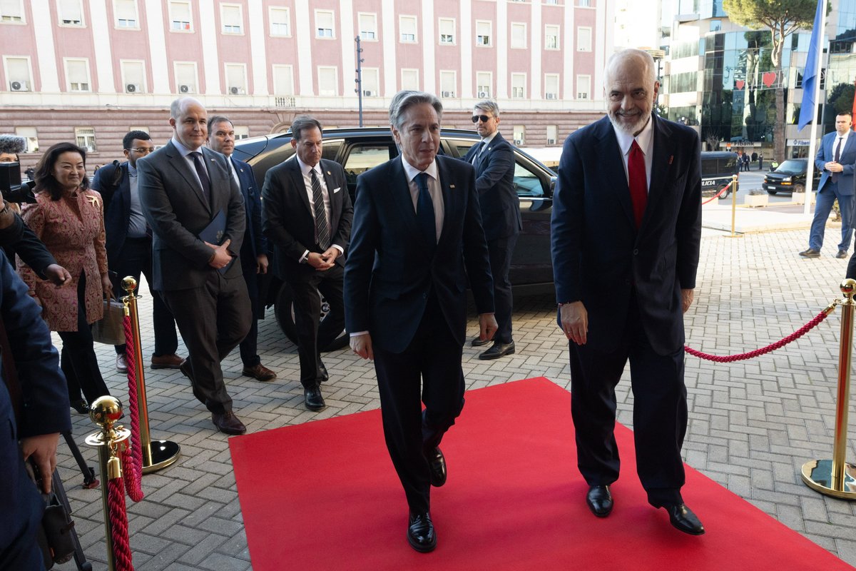 Secretary Antony J. Blinken meeting Albanian Prime Minister Edi Rama in Tirana February 2024