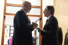 Secretary Antony J. Blinken speaking with Albanian Prime Minister Edi Rama during a press conference in Tirana, Albania, February 15, 2024