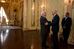 Vice President Joe Biden greeting Panamanian President Ricardo Martinelli at Presidential Palace Panama City November 2013
