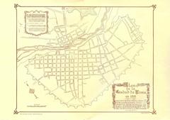 Antique map of Lima city Peru