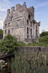 Menlough Castle ruins with fire damage near Galway Ireland