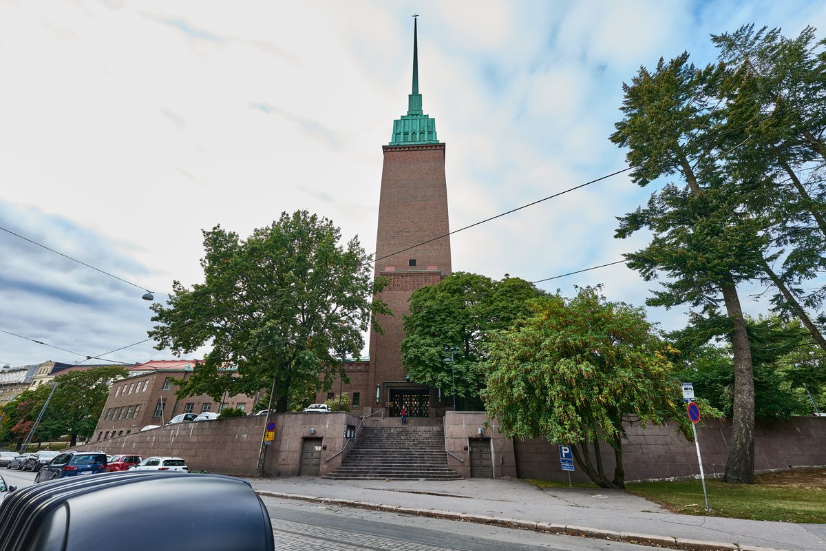 Mikael Agricola Church in Helsinki with blue sky