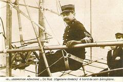 Early 20th century aviator Capitaine Ferber aboard his De Rue N°17 airplane at the Grande Semaine d'Aviation de la Champagne