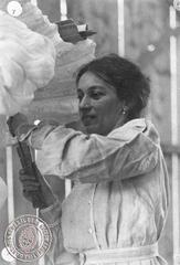 Argentine sculptress Lola Mora working in her studio in Buenos Aires