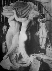 Argentine sculptress Lola Mora working on La Fuente de las Nereidas sculpture