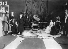 Argentine sculptress Lola Mora's atelier with visitors including President Julio A. Roca and Argentine ambassador Enrique Moreno